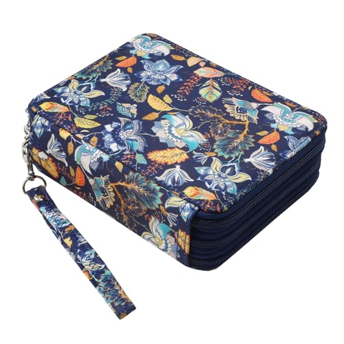 Portable Colored 72 Slots Pencil case Organizer with Printing Pattern for Watercolor Pens, Pencil Case Organizer for Artist - color: Retro