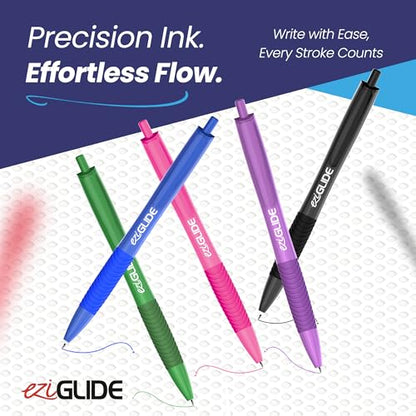 Retractable Ballpoint Pens, Pack of 5 Pens Ink, Smooth Writing Ballpoint Pens for Writing, Note-Taking & Everyday Use, Great for Office, School & Home (Purple) - color: Purple