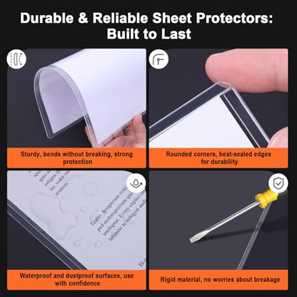 Ndsox 5 Pack 8.5" x 11" Rigid Print Protectors Clear Hard Plastic Sheet Protectors Top Loading for Birth Certificates, Documents, Posters, Photos, Meuns, Heavy Duty No-Hole Plastic Document Sleeves - size: 8.5" x 11"