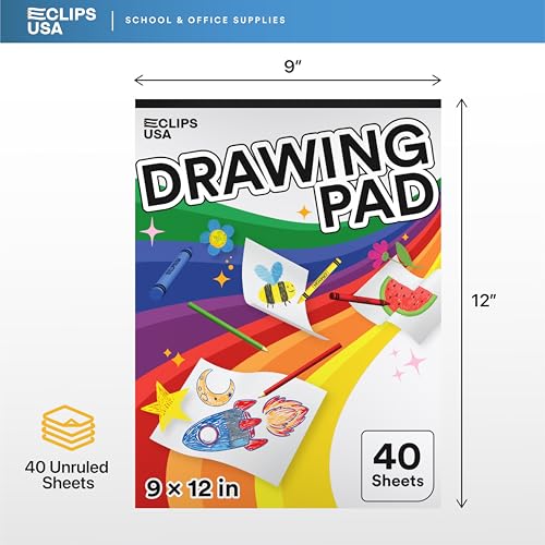 Sketch Book for Kids, Drawing Pad for Kids, Drawing Paper, Sketch Pad for Kid, Kid Sketch Book (9 x 12, 40 Sheets) (48) - size: 48 Pack