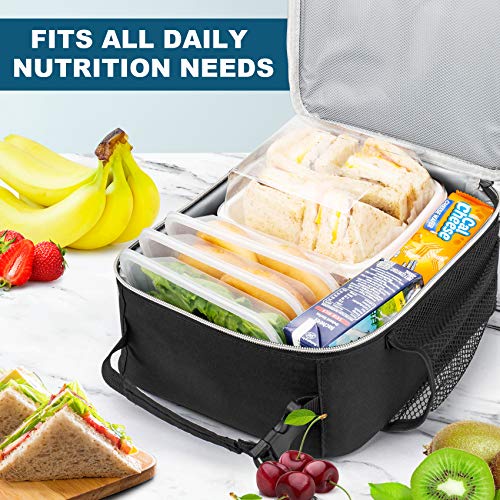 Lunch Bag, Durable Insulated Lunch Box Reusable Adults Tote Bag Lunch Bag for Men, Women, Adults (Black) - color: Black