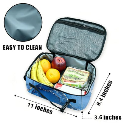 Blue Marble Lunch Bag Insulated Reusable Lunch Box Kids Girls Boys Cooler Thermal Tote Bag For Men Women School Work Picnic - color: Marble