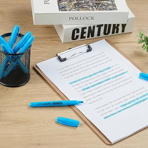 Highlighters Blue 48 Pack,Bible Highlighters No Bleed–Bulk Chisel Tip Highlighter Markers Set for School,Office,Study,Journaling–Smear-Free,Quick Dry–Fluorescent Pens for Teachers Students