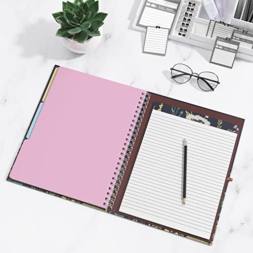 Rimilak Spiral Clipboards Folio with Refillable Lined Notepad, 14.5 x 9.8 In, Hardcover Cover with 5 Interior Pockets, Elastic Band and Pen Loop Series. Cute Stylish Clipfolio, Daisy Flower - color: Daisy Flower