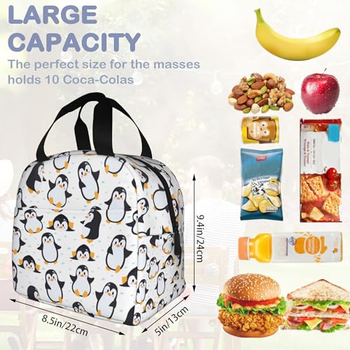 Cute Penguins Lunch Box,Insulated Lunch Bag for Girls Boys,Reusable Lunch Box for Kids Adults School Student Work Picnic Travel - color: Cute Penguins