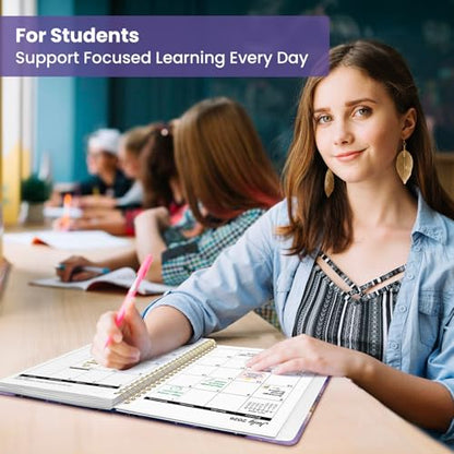 Planner 2026-2027, Academic Year Weekly and Monthly Calender Planner, from Jul 2026 - Jun 2027, Spiral Bound School Planning Book, Perfect for Teacher, Student, Women & Men, A4 (8.5" x 11"), Cosmic Amethyst - color: L-Cosmic Amethyst, size: (8.5"x11")a4