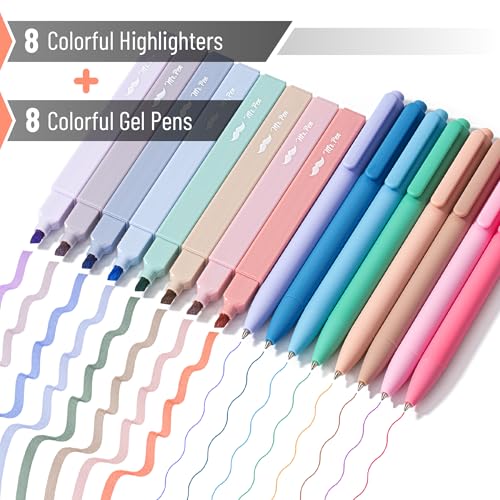 Mr. Pen- Aesthetic Highlighters and Gel Pens, 16 Pack | 200 Sheets Transparent Sticky Tabs, Fine Point 0.7mm - color: Vibrant