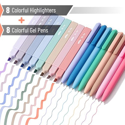 Mr. Pen- Aesthetic Highlighters and Gel Pens, 16 Pack | 200 Sheets Transparent Sticky Tabs, Fine Point 0.7mm - color: Vibrant
