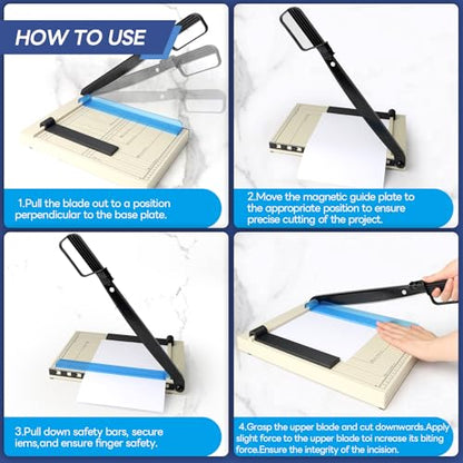 A4 Paper Cutter,12" Titanium Blade Guillotine Trimmer with Corner Rounder,12-Sheet Capacity for Cardstock, Vinyl, Photos, Crafts, Labels & Coupons