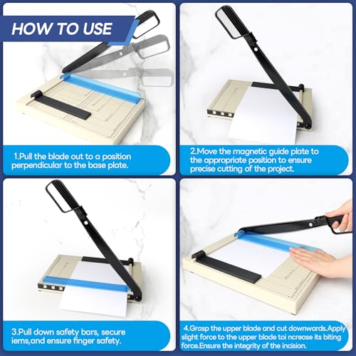 Guillotine Paper Cutter,12" Heavy Duty Paper Cutter with Corner Rounder,12 Sheet Capacity,Guillotine Paper Trimmer for Crafting, Classroom and Office