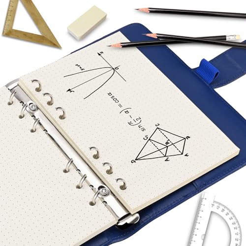 Beige A6 6-Hole Dot-Ruled Refill Paper(Pre-Punched) Fits A6 6-Ring Binder, 100GSM Thick No Bleed-through Sheets, Double Sided Writing for Fountain Pen & Gel Pen - size: Dot-A6