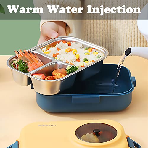 Stainless Steel Bento Box with Insulated Lunch Bag, 900 ml Lunch Box & 200 ml Soup Bowl, Blue & Yellow - color: 900ml-Yellow