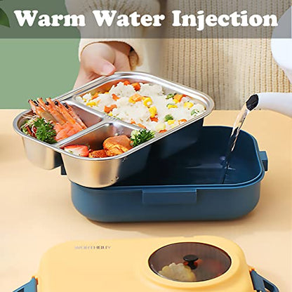 Stainless Steel Bento Box with Insulated Lunch Bag, 900 ml Lunch Box & 200 ml Soup Bowl, Blue & Yellow - color: 900ml-Yellow