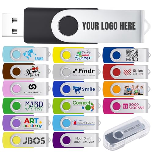 100 Pack 16GB Custom USB Flash Drive Customized USB Thumb Drive, Customizable USB Drive Logo Print Event Favors, Branding with JBOS Personalized Memory Stick 100pcs Multiple Color Choice - size: 16GB