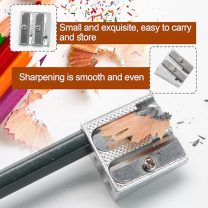 Bonsicoky 16 Pack Handheld Metal Pencil Sharpener with 2 Holes - Aluminum Alloy Sharpener for Standard Size Pencils