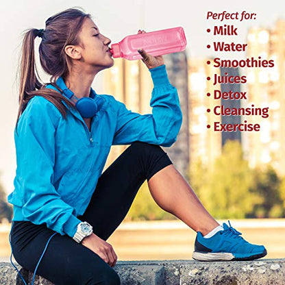 MILTON Sports Water Bottle Square Juice Box 4 Set 17 oz. Great for Juices Milk Smoothies Plastic Wide-Mouth Reusable Leak Proof Drink Bottle/Carton for School Bags Lunch Boxes Gym Flip Lid -BPA Free - size: 17 oz 4 pack