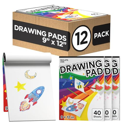 Sketch Book for Kids, Drawing Pad for Kids, Drawing Paper, Sketch Pad for Kid, Sketchbook for Kid (9 x 12, 40 Sheets) (12) - size: 12 Pack