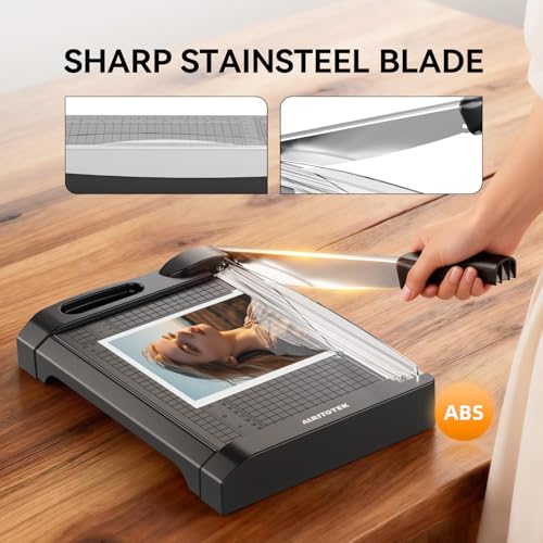 ALRITOTEK 3 in 1 Heavy Duty Paper Cutter,12 inch Guillotine Paper Trimmer, Paper Cutting Board for Office and Crafts, 12 Sheets Capacity (Black)