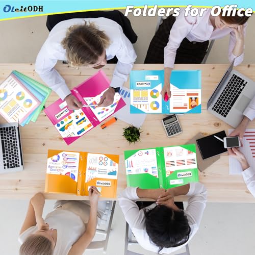 Oleitodh Plastic Folders with Pockets - 60 Pack 20 Colors & 2 Pocket Folder Bulk with 2 Business Card Slots, Heavy Duty File Folders for School Home Office and Business