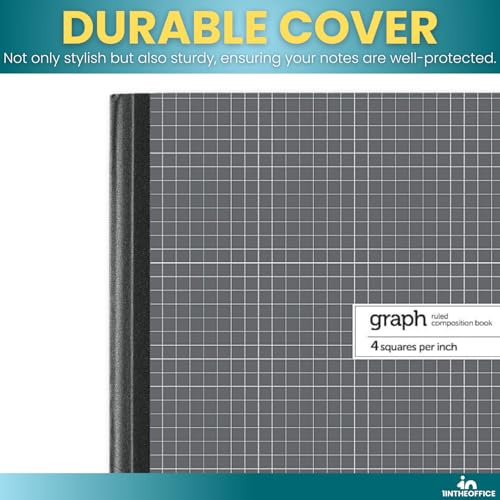 1InTheOffice Graph Composition Book, 9.75" x 7.5" Graph Paper Notebook, 100 Sheets 2 Pack