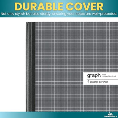 1InTheOffice Graph Composition Book, 9.75" x 7.5" Graph Paper Notebook, 100 Sheets 2 Pack