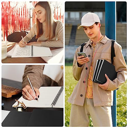 EUSOAR Spiral Notebook, 6 Packs A4 11" x 8.5" Composition Notebook College Rule, 120Pages/ 60Sheets Thick Paper Notebook Journals for Women Men Student Office School Traveling Diary Note Taking-Black - color: Black, size: 6Packs