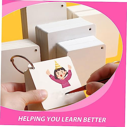 STOBOK Blank Flashcards Index Cards Rings Punched Studying Note Cards Hand Painting Memo - size: 7.80X7.80X0.01CM