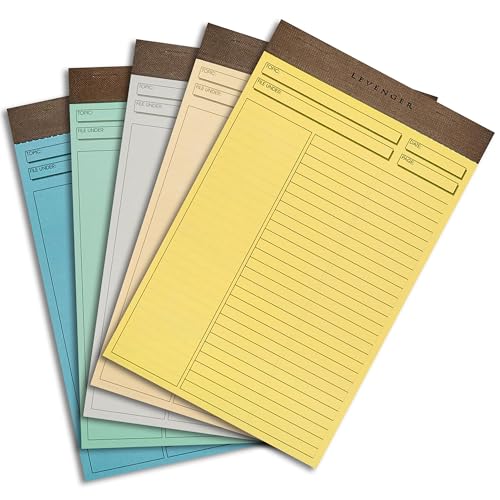 Levenger Freeleaf Annotation Ruled Writing Pads Lined Notepad, Compatible with Cornell Note-Taking System, Pack of 5, Multicolored, Junior - size: Junior