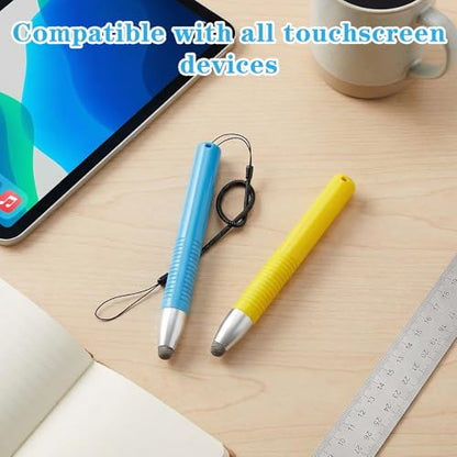 2 Pack Kid-Friendly Stylus Pens for Touch Screens Tablet Stylus Pen with Tether Anti-Rolling Universal Kids Tablet Touch Screen Stylusand for Screen Devices