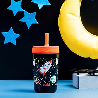 Zak Designs Kelso Toddler Cups For Travel or At Home, 12oz Vacuum Insulated Stainless Steel Sippy Cup With Leak-Proof Design is Perfect For Kids (Spaceships) - color: Spaceships