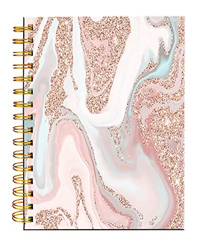 iampanda Spiral Journal Notebook,Strong Twin-Wire Binding with Premium Paper for Girl Women,60 Sheets A5 College Ruled Notebook/Journal,Perfect for School Office Home Gifts,Modern Rose Gold Glitter - color: Modern Rose Gold Glitter Marble