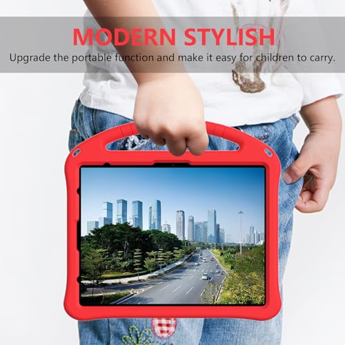 Dteck Kids Case for iPad Air 13 inch M2, iPad Pro 12.9" - Shockproof Rugged EVA Handle Stand Child Proof Case with Pencil Holder, Red - color: 20 Red