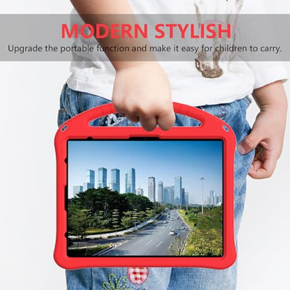Dteck Kids Case for iPad Air 13 inch M2, iPad Pro 12.9" - Shockproof Rugged EVA Handle Stand Child Proof Case with Pencil Holder, Red - color: 20 Red