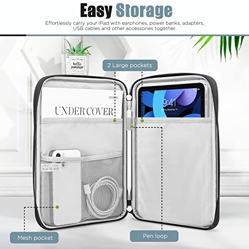 TiMOVO 9-11" Tablet Sleeve Bag for iPad 11-inch A16 2025, iPad 10.9"/10.2"| Air 11 Inch/5th/4th Gen. 10.9", Galaxy Tab A9+/A11Plus 11", Protective Bag with Pocket, Black - color: A-Black, size: 9-11 Inch