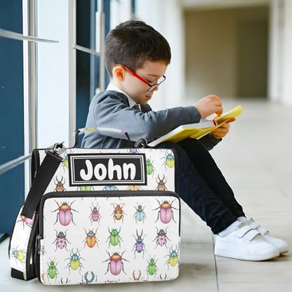 Cute Tiny Animals Print Custom Zipper Binder Bag 3 Ring with Shoulder Strap & Handle Personalized Binder Bag Expandable File Folder for School - color: Multi-cute Tiny Animals