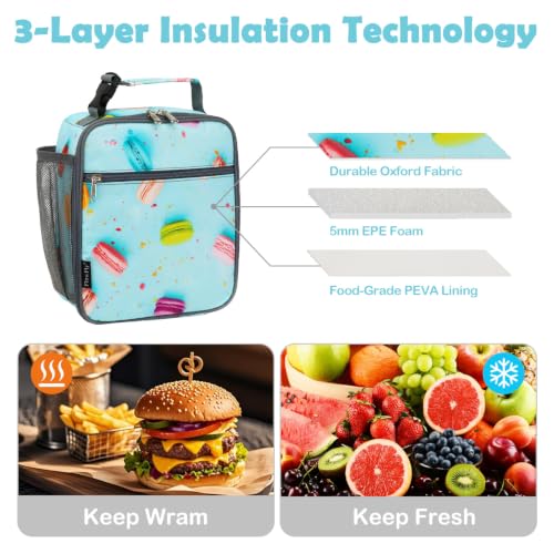FlowFly Kids Lunch box Insulated Soft Bag Mini Cooler Back to School Thermal Meal Tote Kit for Girls, Boys, Biscuits - color: Biscuits