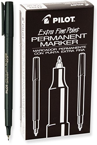 Pilot Extra Fine Point Permanent Markers, Marker Pens, Black Ink, 12-Pack - color: Black