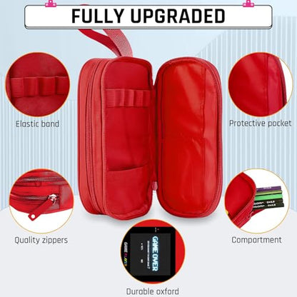 Backpack for School Boys,3pcs Boys Backpack and Lunch Box Set for Elementary Middle School, 17″ Video Game Bookbag for Ages 6-18 Kids Children Teens - color: Game Backpack Set-red