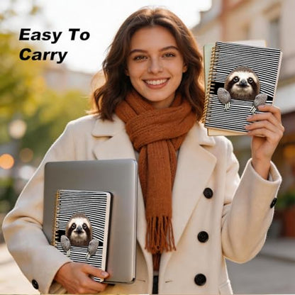 2 Pcs Funny Sloth Spiral Notebook, Sloth Gifts for Women Journal Notebook | A5 160 Pages Sloths College Ruled Notebook, Spiral Notepad, Hardcover Journals for Writing Travel Office, School Supplies - color: Multicolour 0035