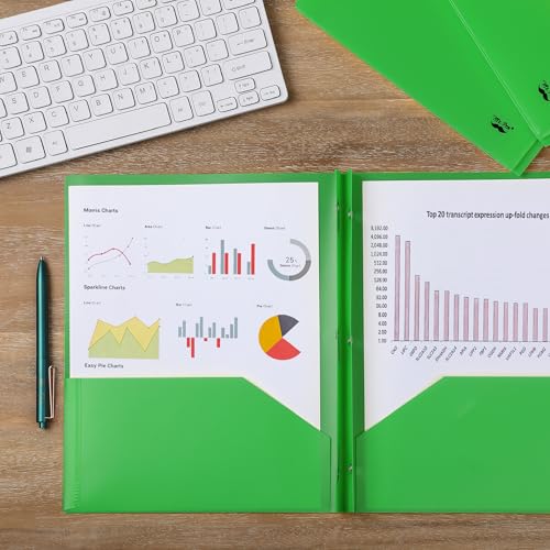 Mr. Pen- Plastic Folders with Pockets and Prongs, 5 Pack, Letter Size | Pocket Folders, Folders with Prongs, File Folders with Fasteners, 2 Pocket Folder - color: Green, size: 5 Pack
