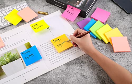 (28 Pads) Sticky Notes 3 x 3 in, Bright Colorful Super Sticking Power Memo Post Stickies, High Stickiness Square Sticky Notes for Office, Home, School, Meeting, 72 Sheets/pad - size: 3x3 inch