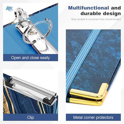 Ospelelf 3 Ring Binder, 1 Inch, Cute Letter Size (11" x 8.5") with 5 Tab Dividers, File Folder Labels and Low Profile Clipboards, Blue Marble - color: Blue Marble, size: 1in（Letter Size）