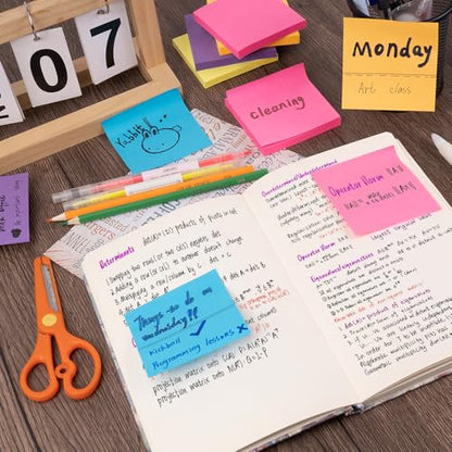 Sticky Notes 3x3 Inch (48 Pads) Bright Colors Self-Stick Memo Pads, Thick Paper Easy to Stick & Remove