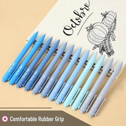 Mr. Pen- Retractable Gel Pens, 12 Pack, Black Ink, Sky Blue Barrel | Fine Point 0.5mm, Fast Dry, Smooth Writing, Cute Pens for Drawing, Writing Planner and School Supplies - color: Sky Blue Barrel, Black Ink, size: 12 Pack