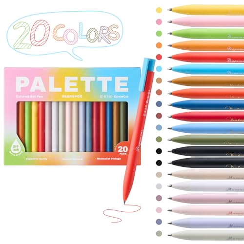 20 Colors Gel Pens, 0.7mm Fine Point Quick Dry No Smear | Aesthetic assorted colored pens, ideal for note taking, planner, journaling, school, office and DIY art craft projects. - color: Assorted Colors