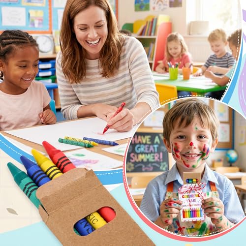 Resurhang 24 Sets/96 Pcs Crayons Bulk 4 Color Back to School Gifts Individual Packs Mini Wrapped Wax Washable Crayons for Student School Supplies Classroom Rewards Gifts - color: 4 Color