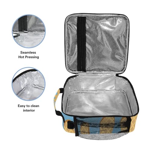 ALAZA Blue Ice Cream Lunch Box Insulated Lunch Bag Kids Cooler Tote Bag Freezable Shoulder Strap Lunchbox for Girls School Picnic - color: Multi88