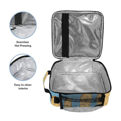 ALAZA Blue Ice Cream Lunch Box Insulated Lunch Bag Kids Cooler Tote Bag Freezable Shoulder Strap Lunchbox for Girls School Picnic - color: Multi88