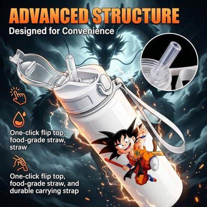 Cartoon Huntrix Water Bottle for Girls, 25oz Leak Proof with Straw Lid, Gifts for Girls (Dragon) - color: Dragon