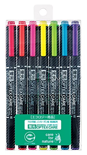 Zebra WKCR1-7C Highlighter Optex Care 7 Colors - color: Red, Pink, Yellow, Orange, Green, Blue, Purple